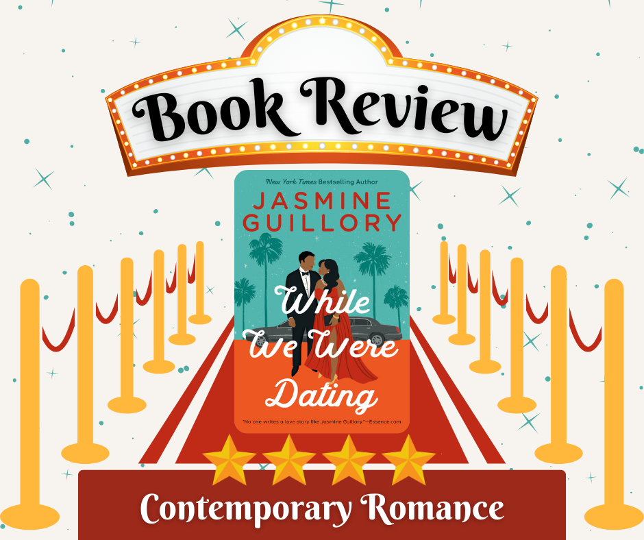 Book cover in front of a red carpet with blue stars in the background and a movie marquee.