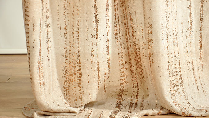BBA11 12103 FOIL PRINT TEXTURED LINEN SHEER