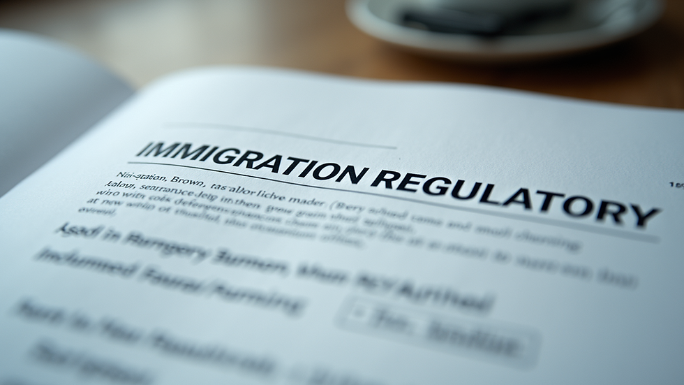 Eye-level view of a legal document with immigration regulations highlighted