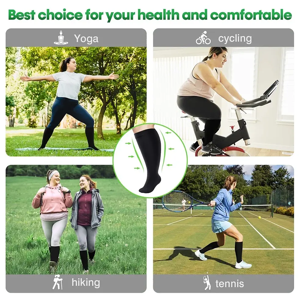 Miniaturbild: 1Pair Plus Size Compression Socks for Women and Men Wide Calf 20-30mmhg Extra La