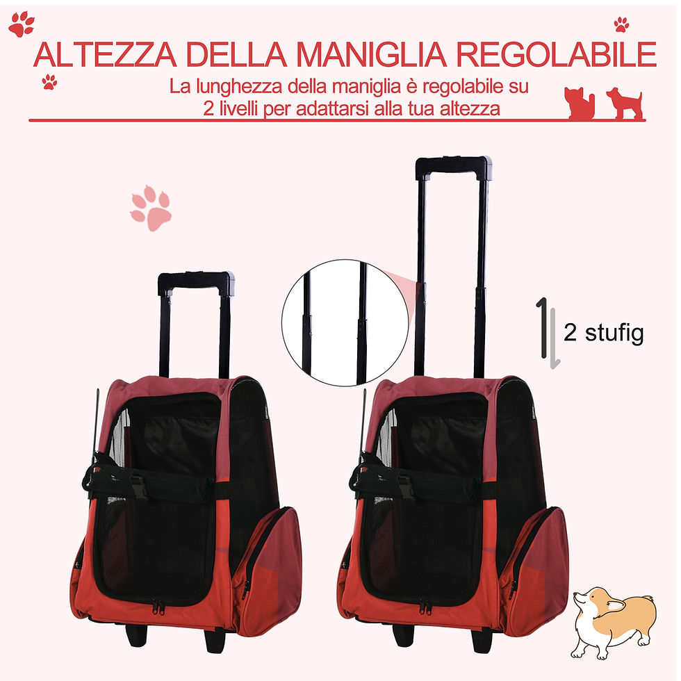 Miniatura: Mochila transportín con ruedas para mascotas – bolso de viaje 2 en 1 para perros