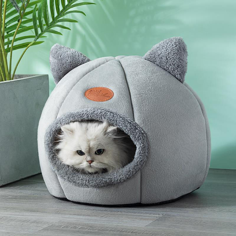 Miniaturbild: Cama cueva para gatos – Casa suave y cálida con cojín desmontable