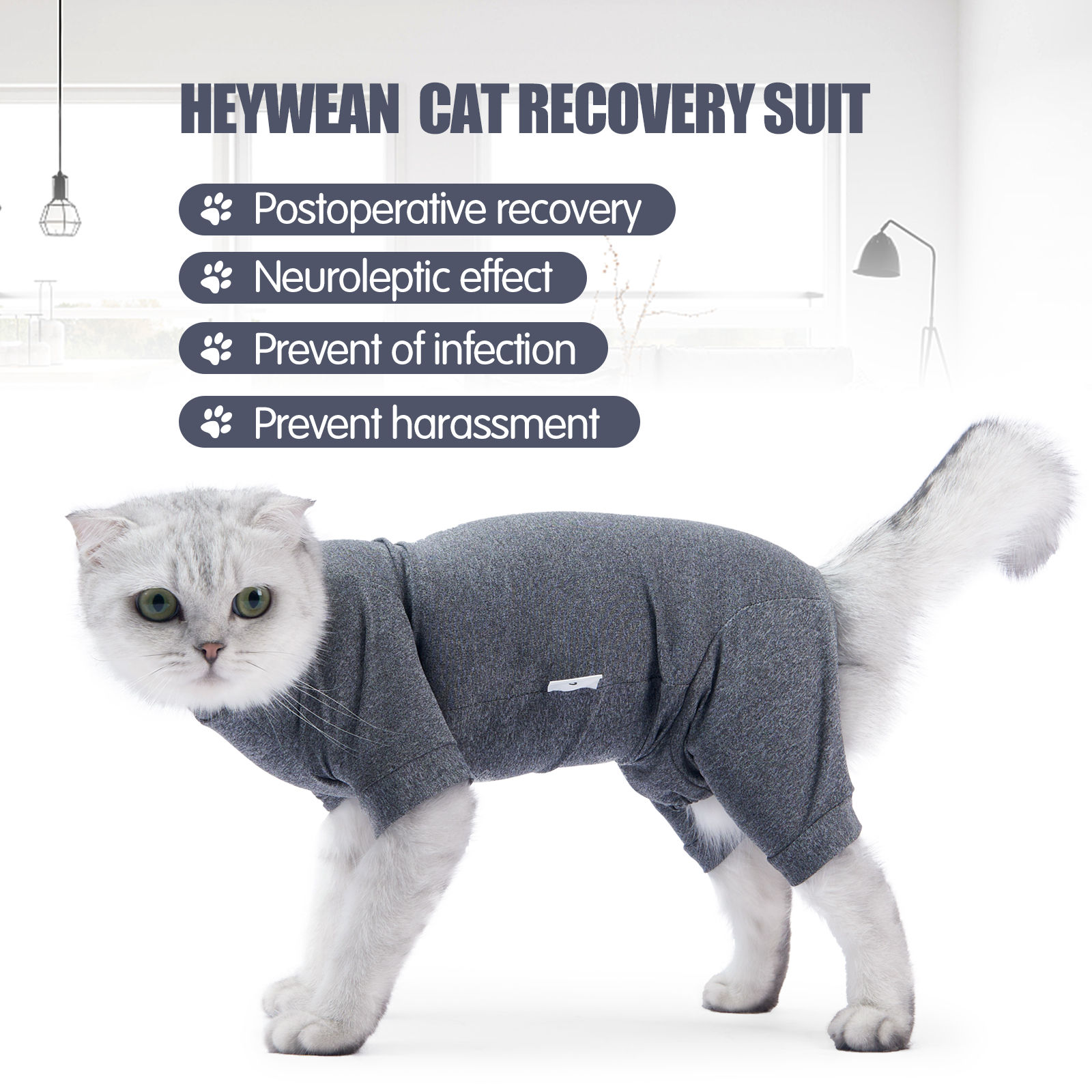 Traje postoperatorio para gatos – ropa protectora cómoda sin collar isabelino