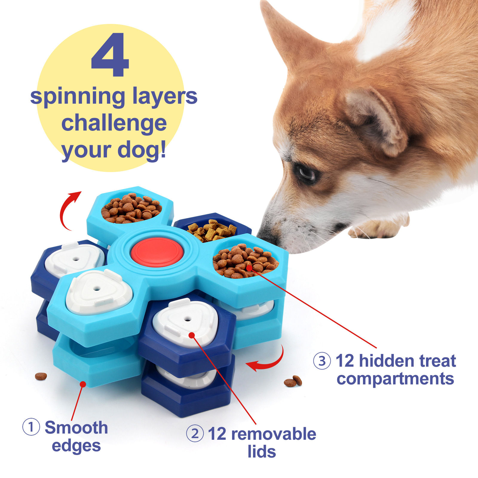 Juguete interactivo para perros tipo puzzle – Alimentación lenta y estimulación