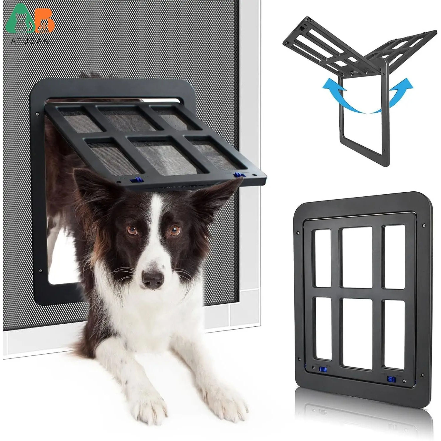 Puerta para mascotas con cierre automático y bloqueo para mosquiteras (M/L)