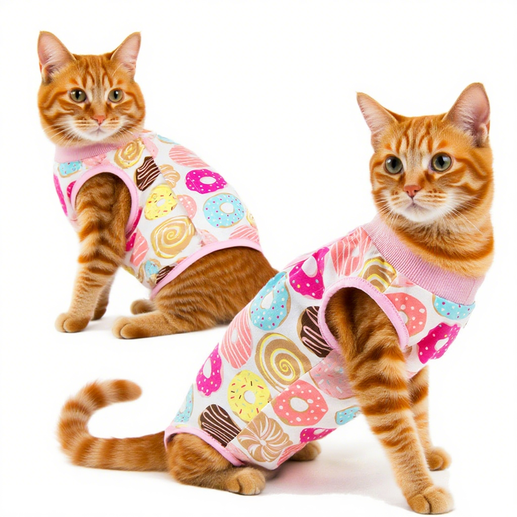 Traje de recuperación para gatos y perros (anti-lamido, algodón transpirable)