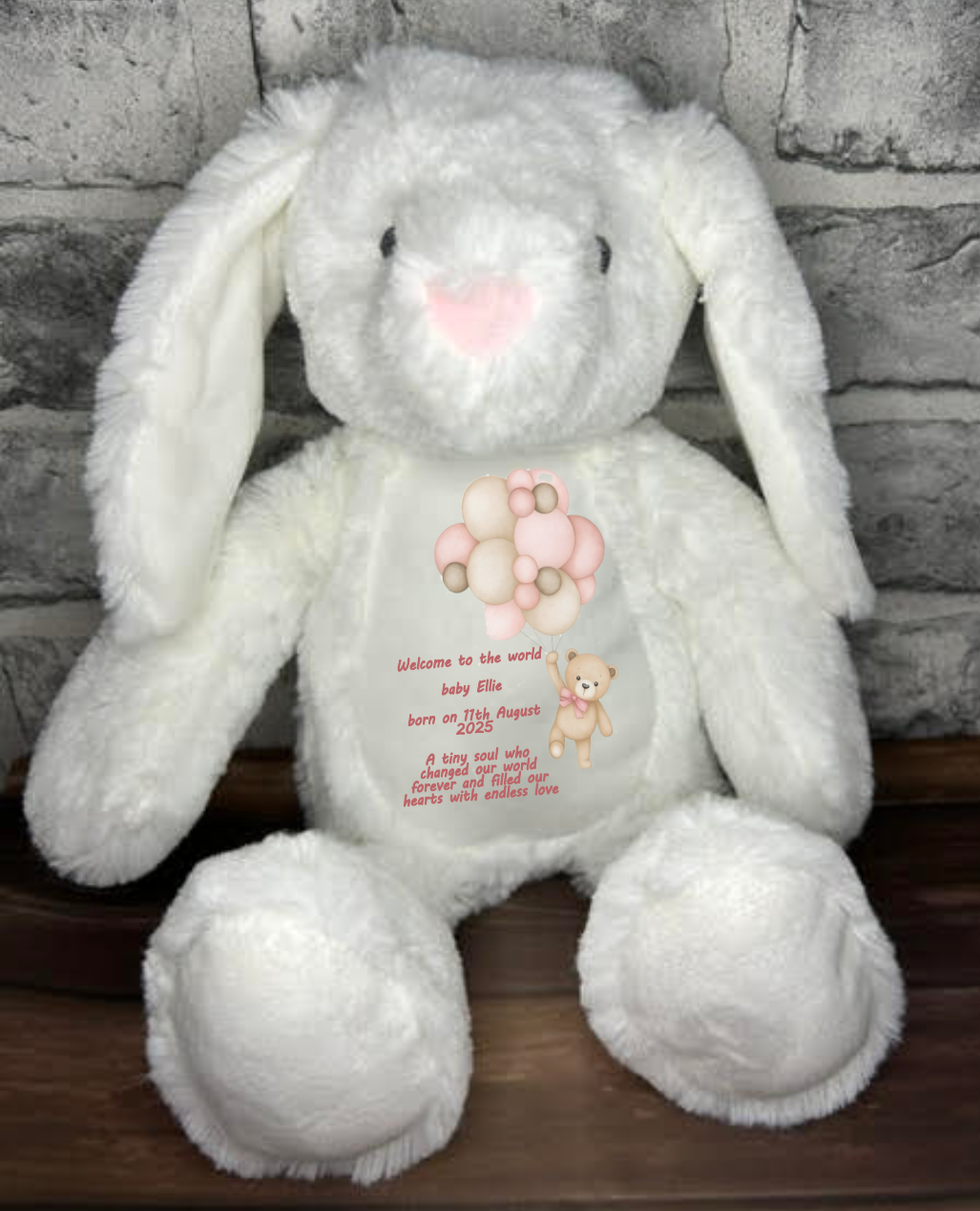 Personalised “Welcome to the World” Bunny - Pink