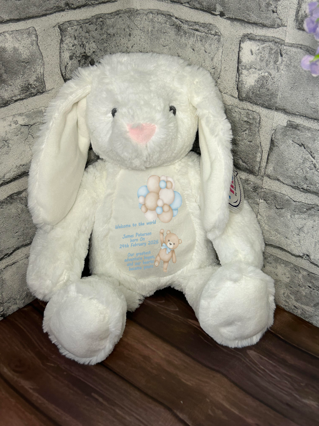 Personalised “Welcome to the World” Bunny - Blue