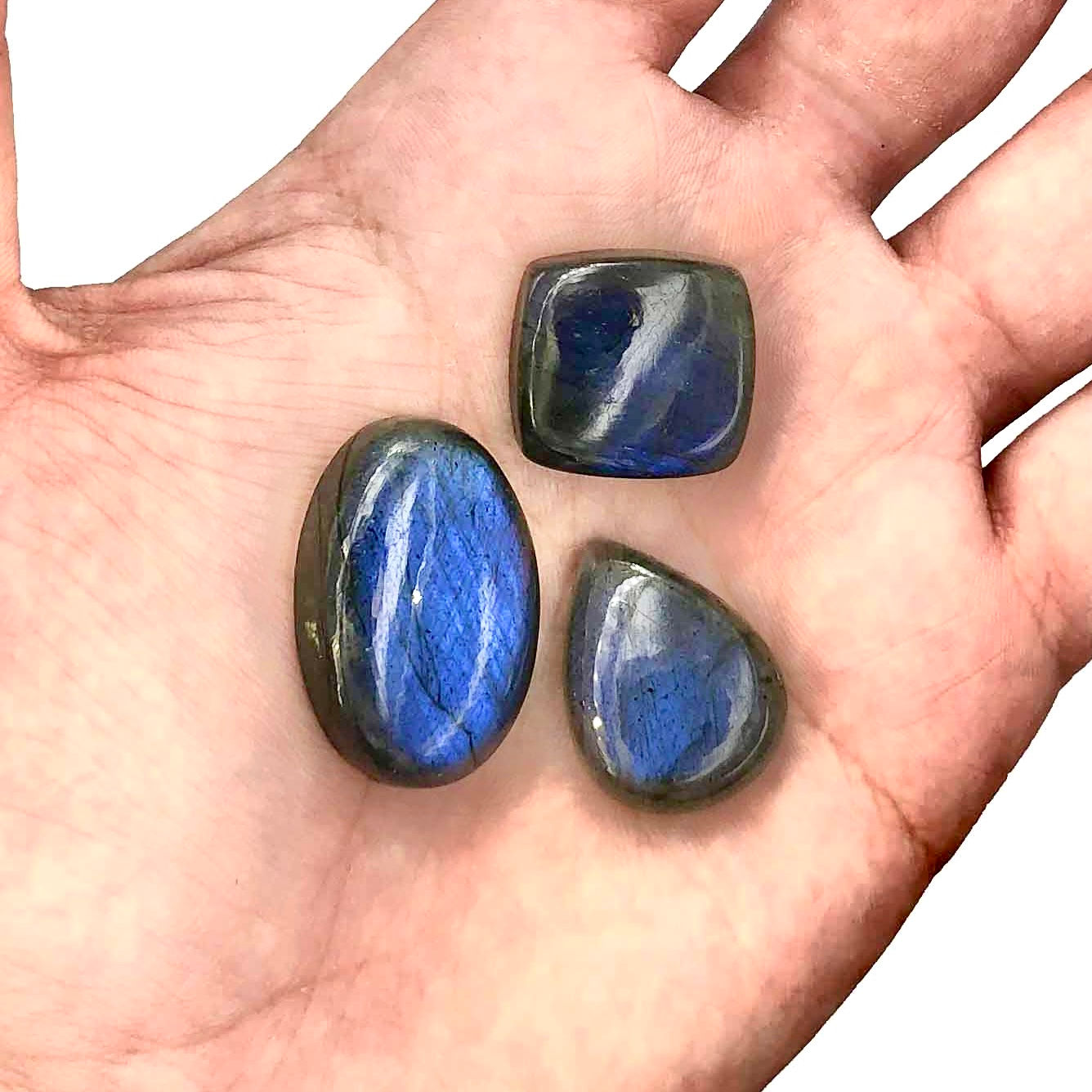 Cabujones de labradorita azul