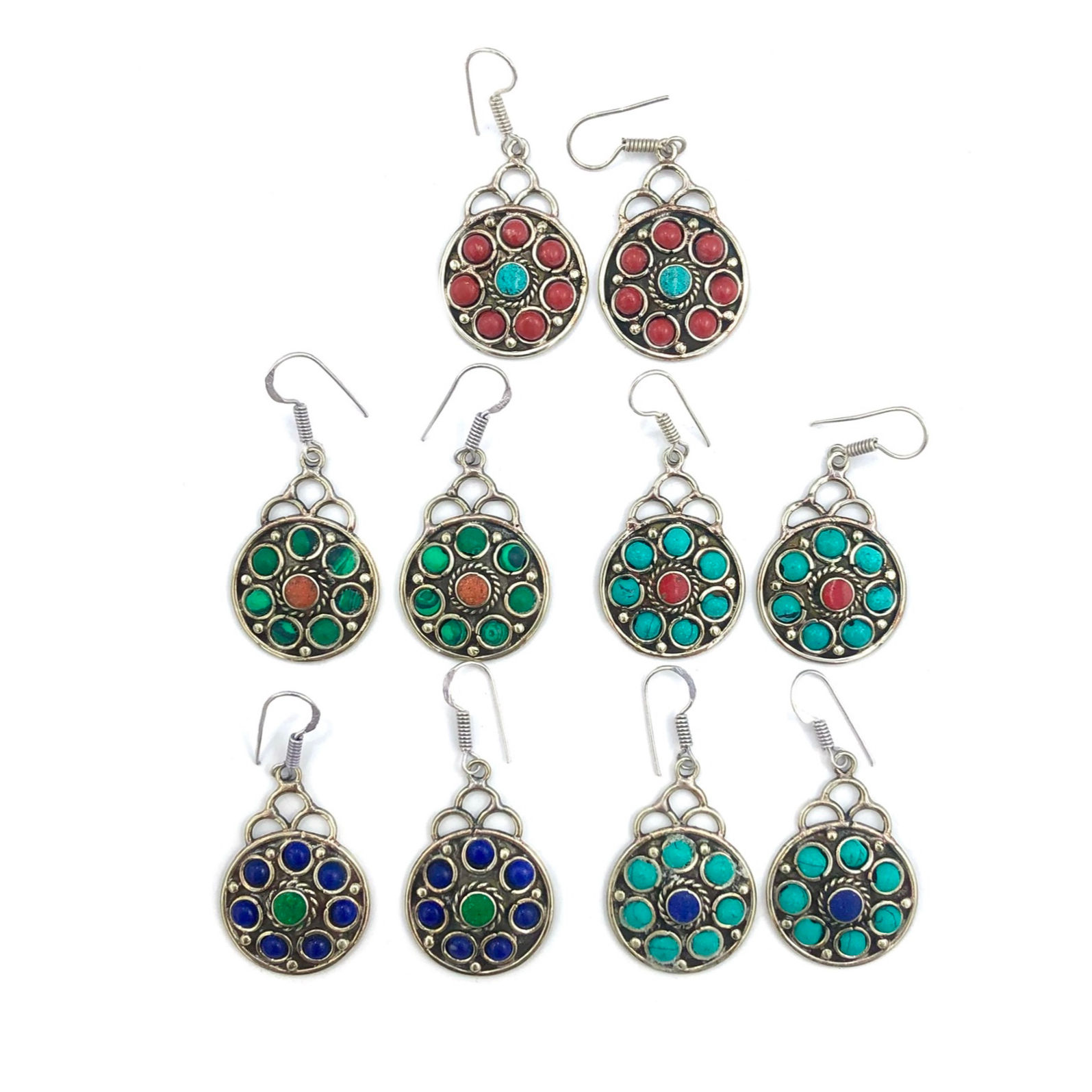 Pendiente alpaca y piedra 008