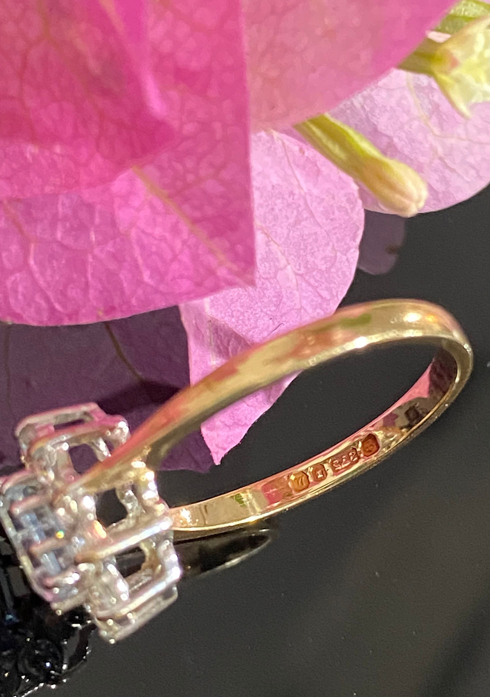 Thumbnail: Vintage 9ct Yellow & White Gold Aquamarine & CZ Cluster Ring