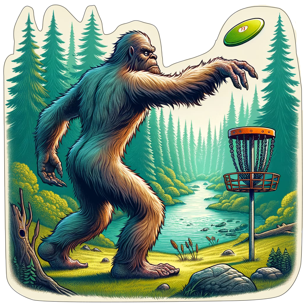 Sasquatch Playing Frisbee