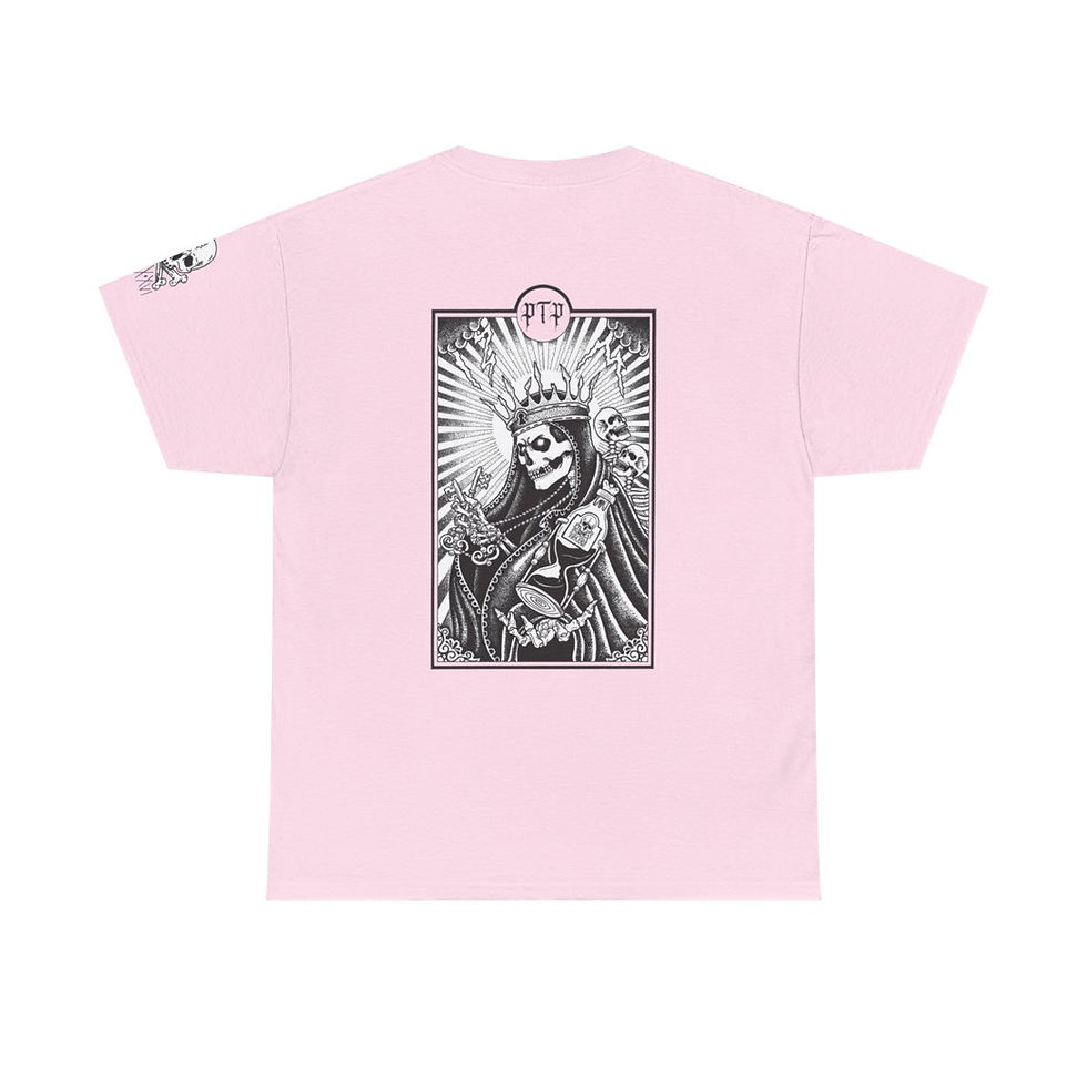 Thumbnail: Pass Thy Poison King T-Shirt back view shown in pink