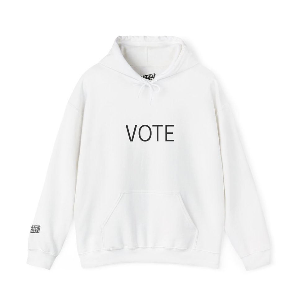 Thumbnail: VOTE Hoodie front view shown in white