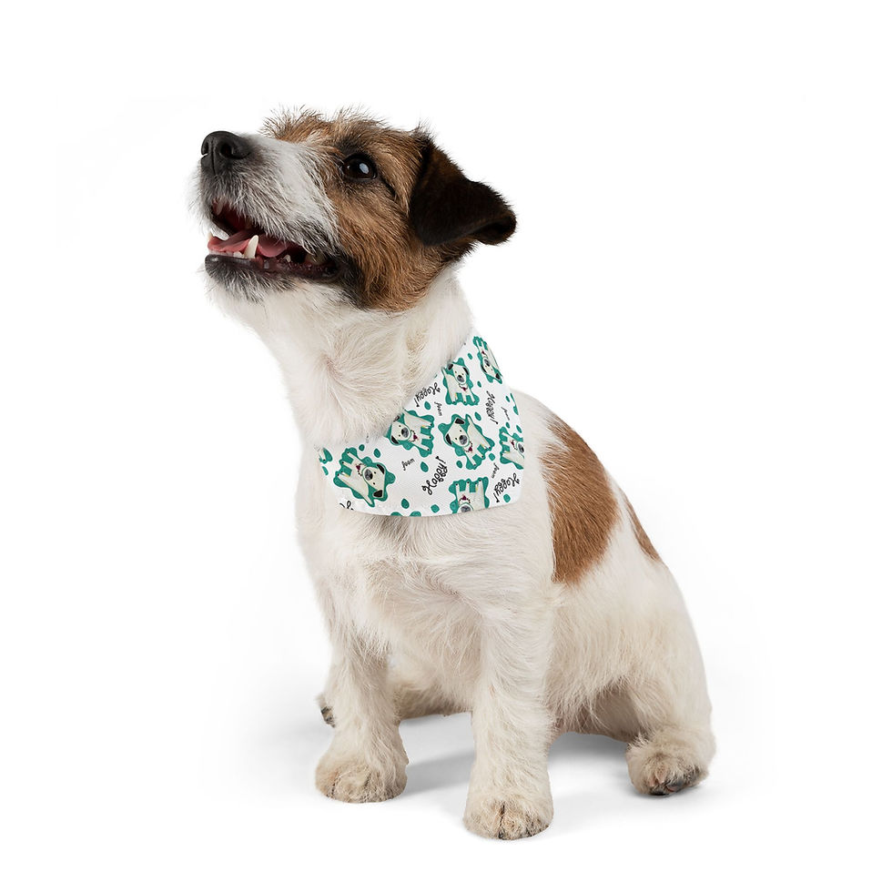Thumbnail: Woof Happy Dog Pet Bandana Collar shown on a small dog