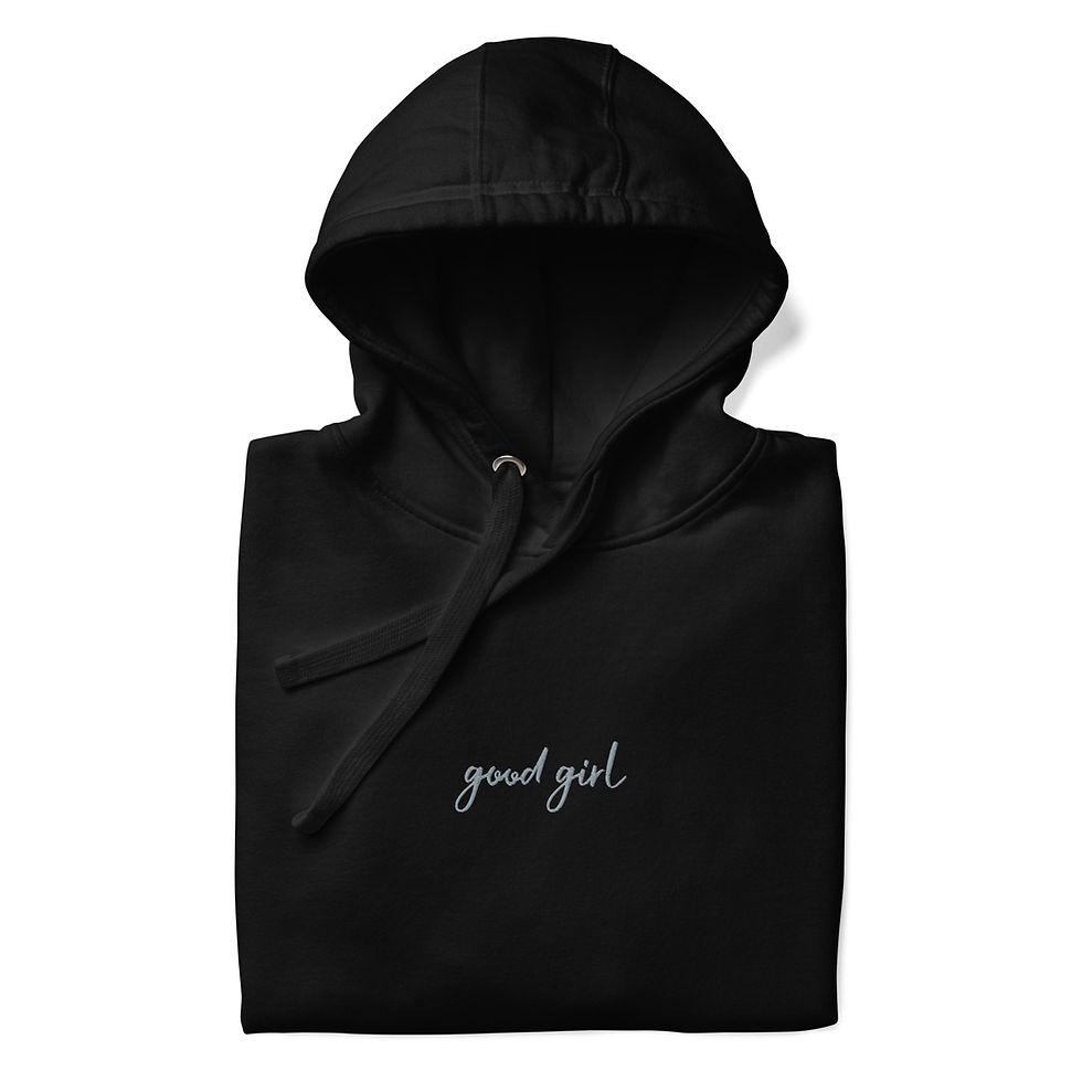 Thumbnail: Good Girl Smart Hoodie front view shown folded in black