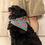 Thumbnail: New England Blue Floral Pet Bandana Collar on a black Collie dog