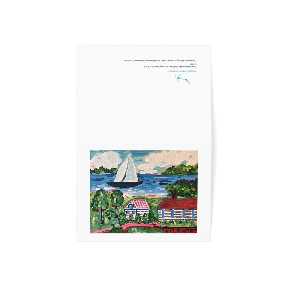 Thumbnail: New England Sailboat Scene Card front of the card view laid flat