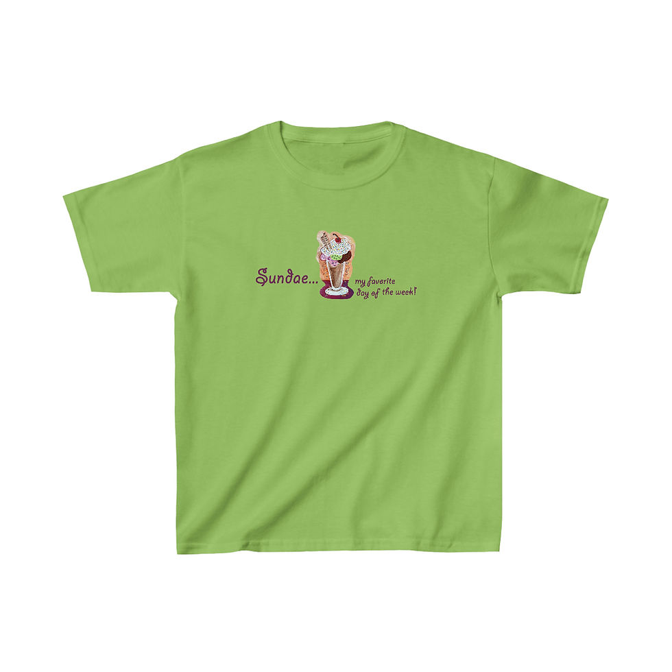 Thumbnail: Ice Cream Sundae My Favorite Day of the Week Youth T-shirt front view shown in lime green