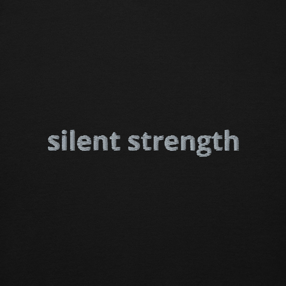 Thumbnail: Silent Strength Smart Hoodie close up view of the embroidery stiching