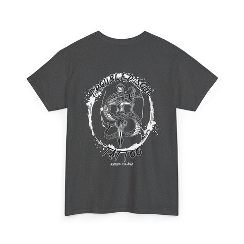 TS Snake & Dagger T-shirt back view shown in dark grey