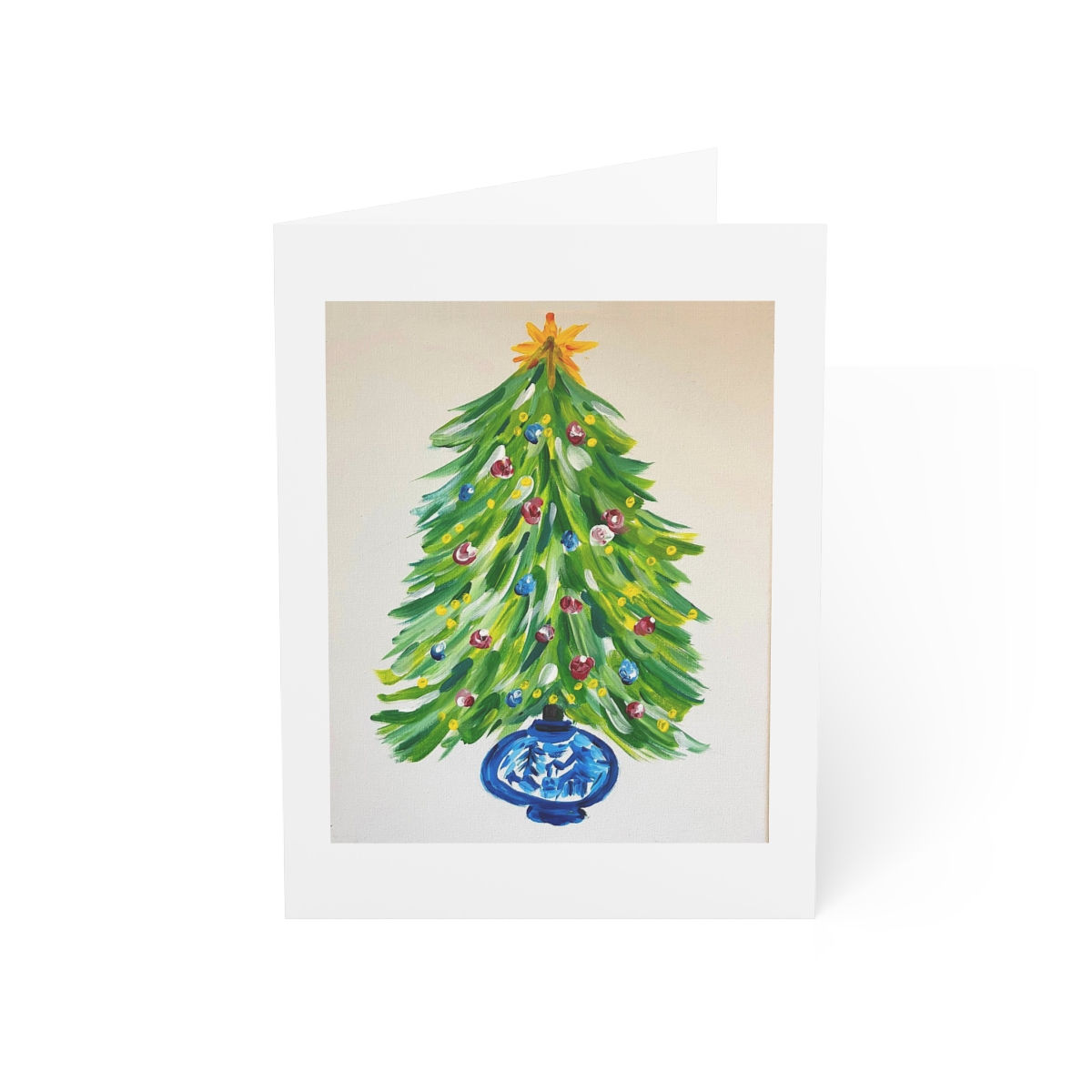 Christmas Tree in Painted Pot Holiday Card