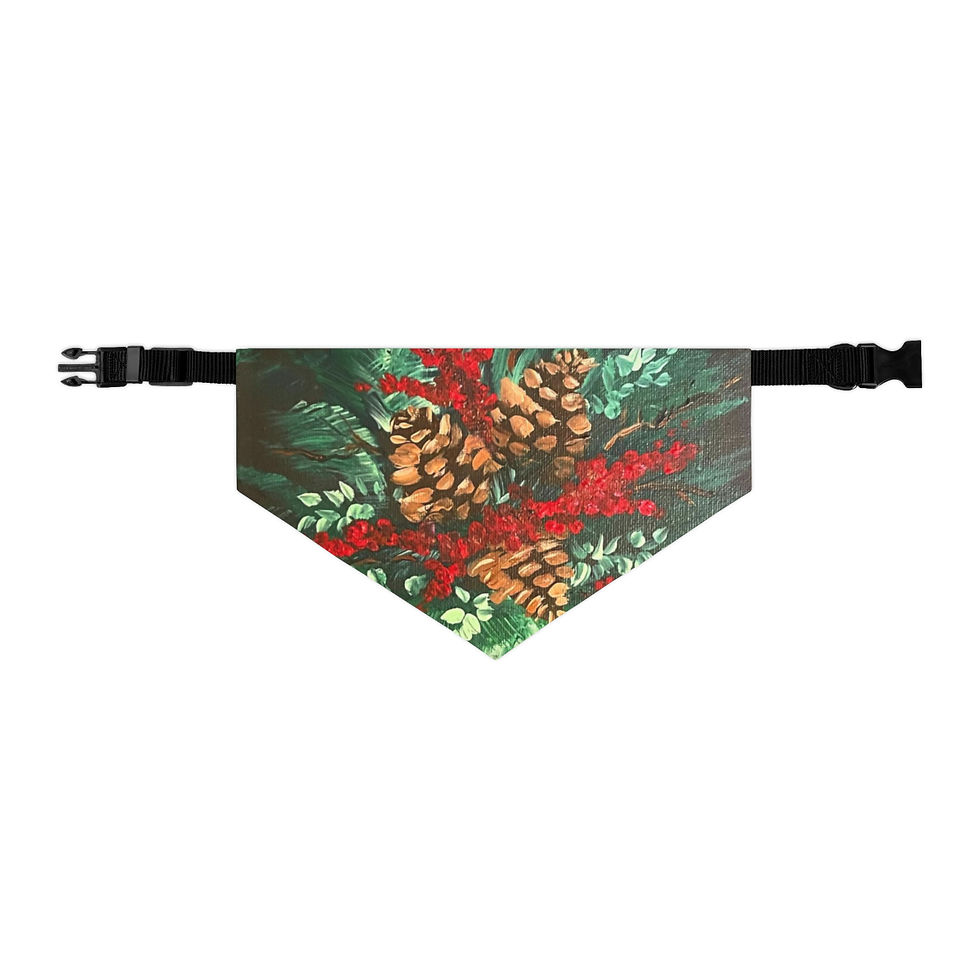 Thumbnail: Holiday Pine Cone Bouquet pet bandana full view