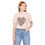 Thumbnail: Flower Heart T-shirt front view shown in pink on a smiling woman