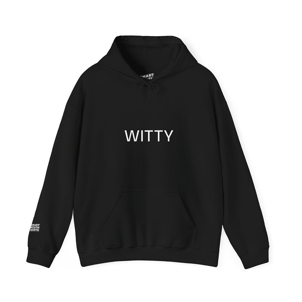 Thumbnail: Witty Hoodie front view shown in black