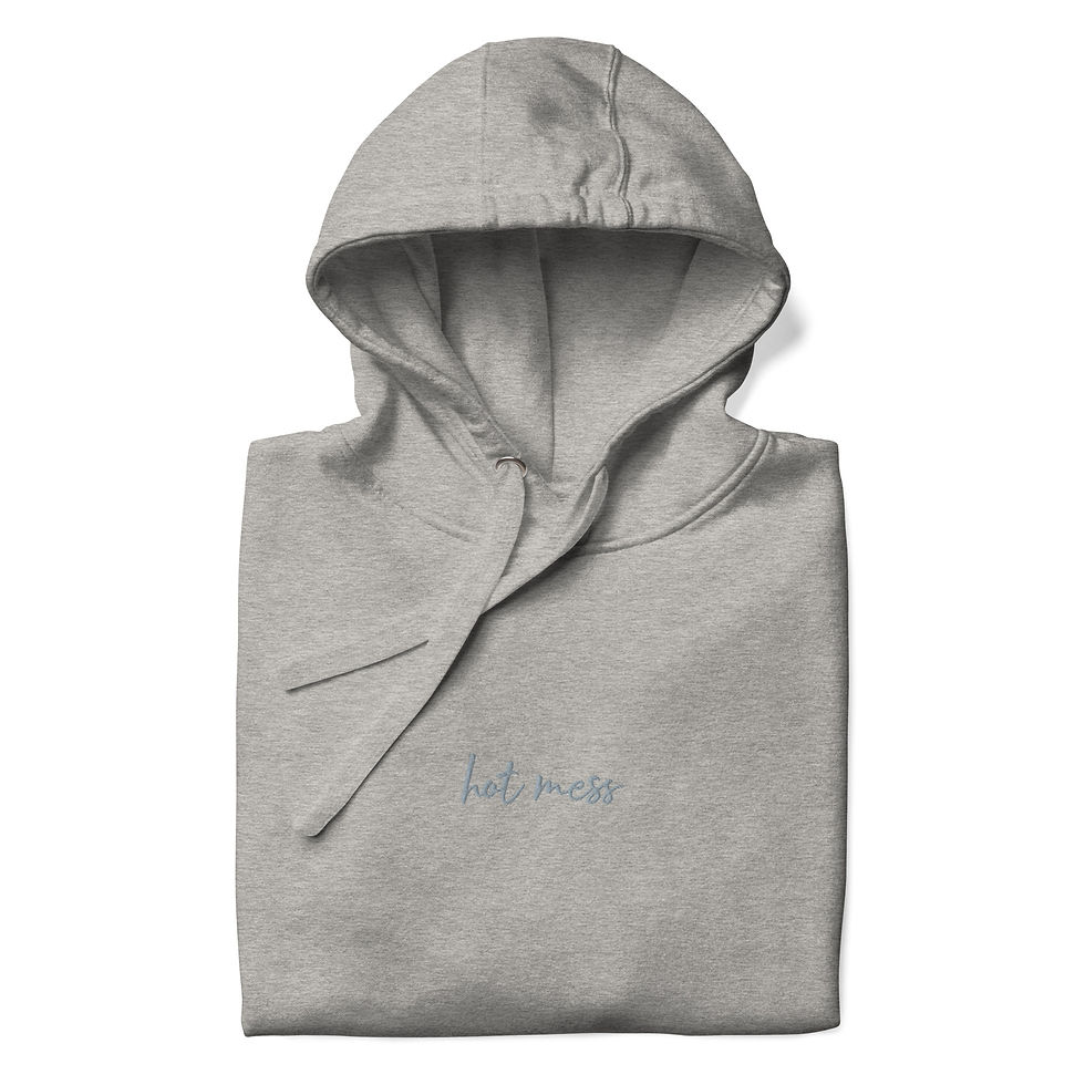 Thumbnail: Hot Mess Hoodie front view shown folded in light gray