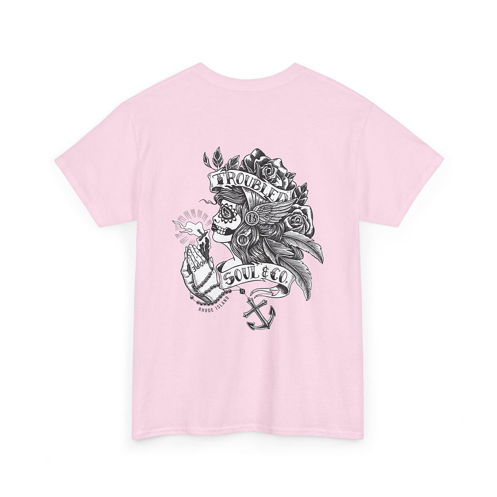 TS Sugar Skull Girl T-shirt back view shown in pink