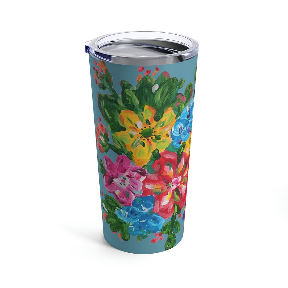 Thumbnail: New England Blue Floral Tumbler side view