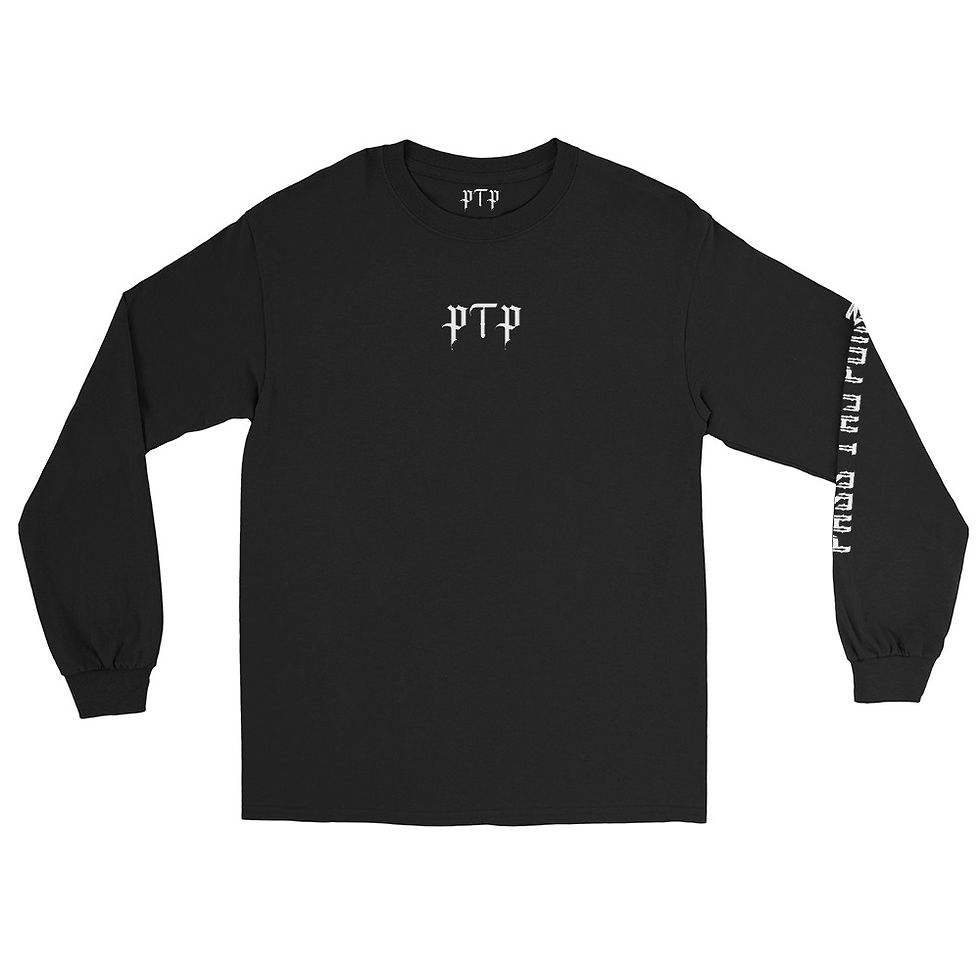 Thumbnail: Pass Thy Poison Claddagh Snake Long Sleeve T-Shirt front in black
