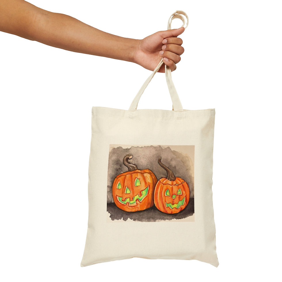 Thumbnail: Trick or Treat Halloween Jack-o-Lantern Tote Bag shown being held