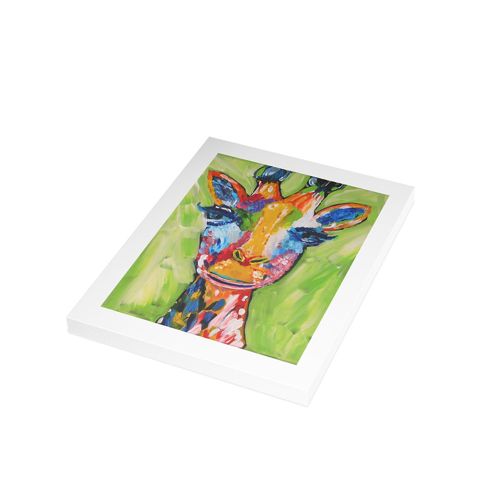 Thumbnail: Colorful Giraffe card shown in a laying down position