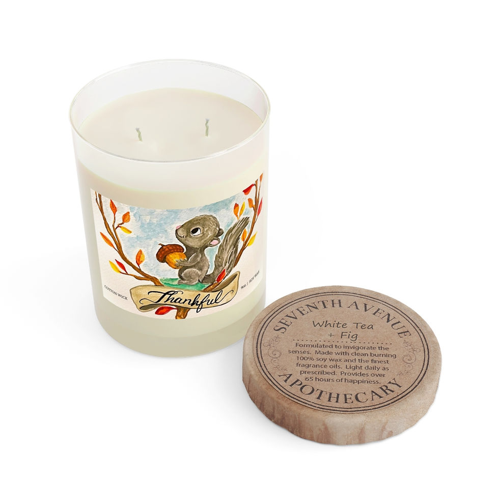 Thumbnail: Thankful Thanksgiving Squirrel Candle - Full Glass