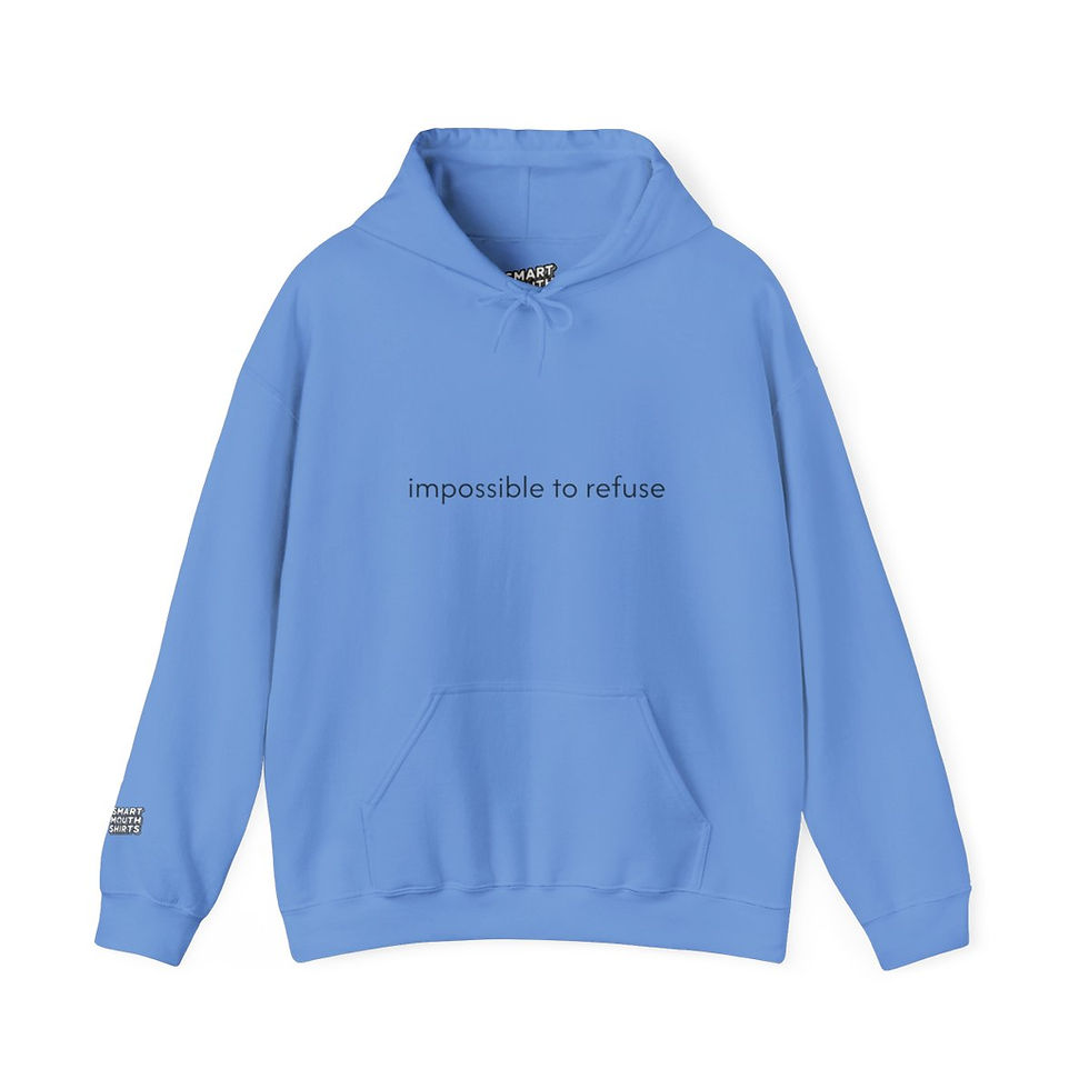 Thumbnail: Impossible to Refuse Hoodie front view shown in blue