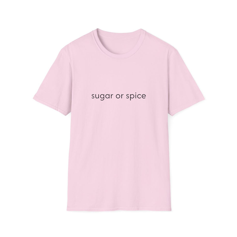 Thumbnail: Sugar or Spice T-Shirt front view shown in pink