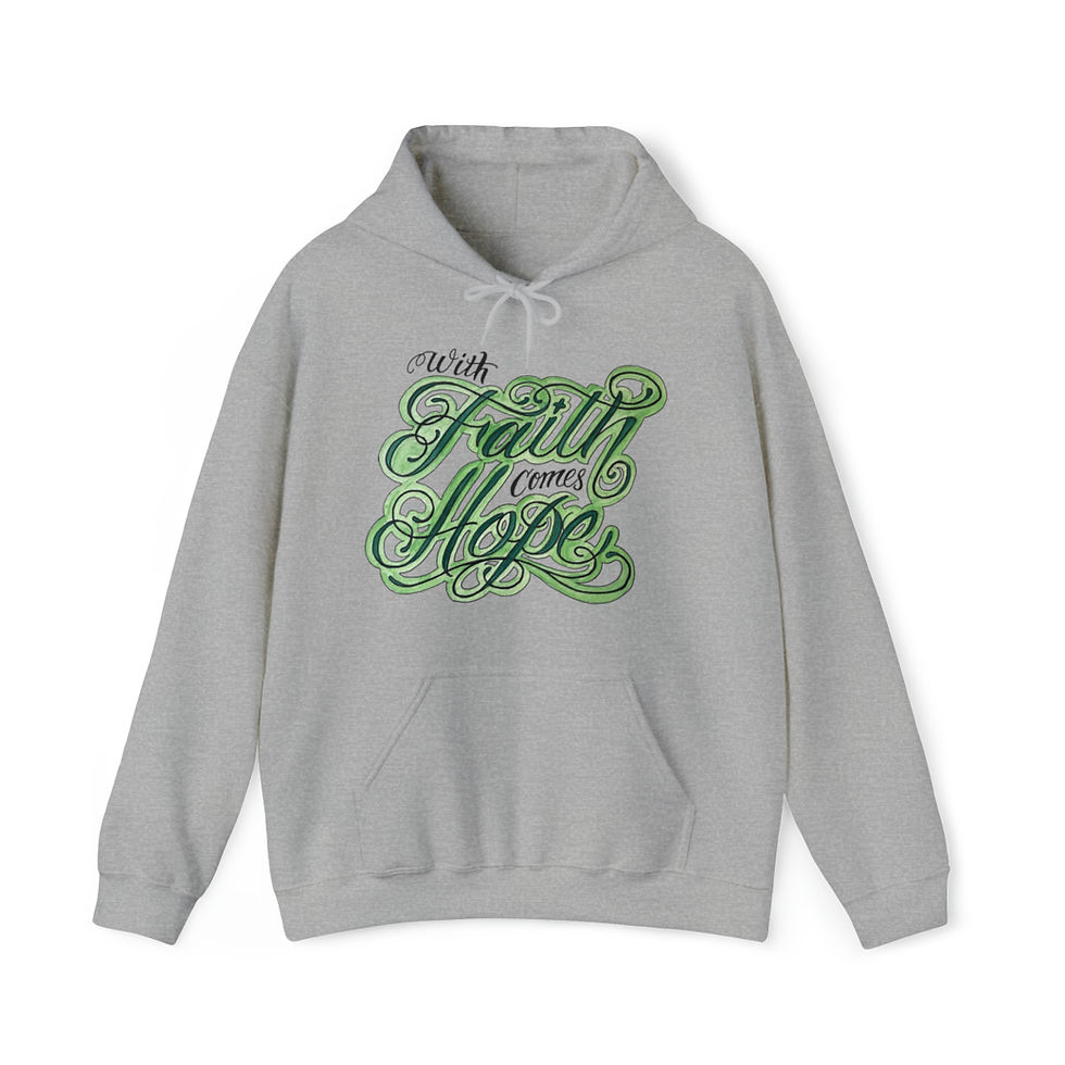 Thumbnail: With Faith Comes Hope Hoodie front view shown in dark gray
