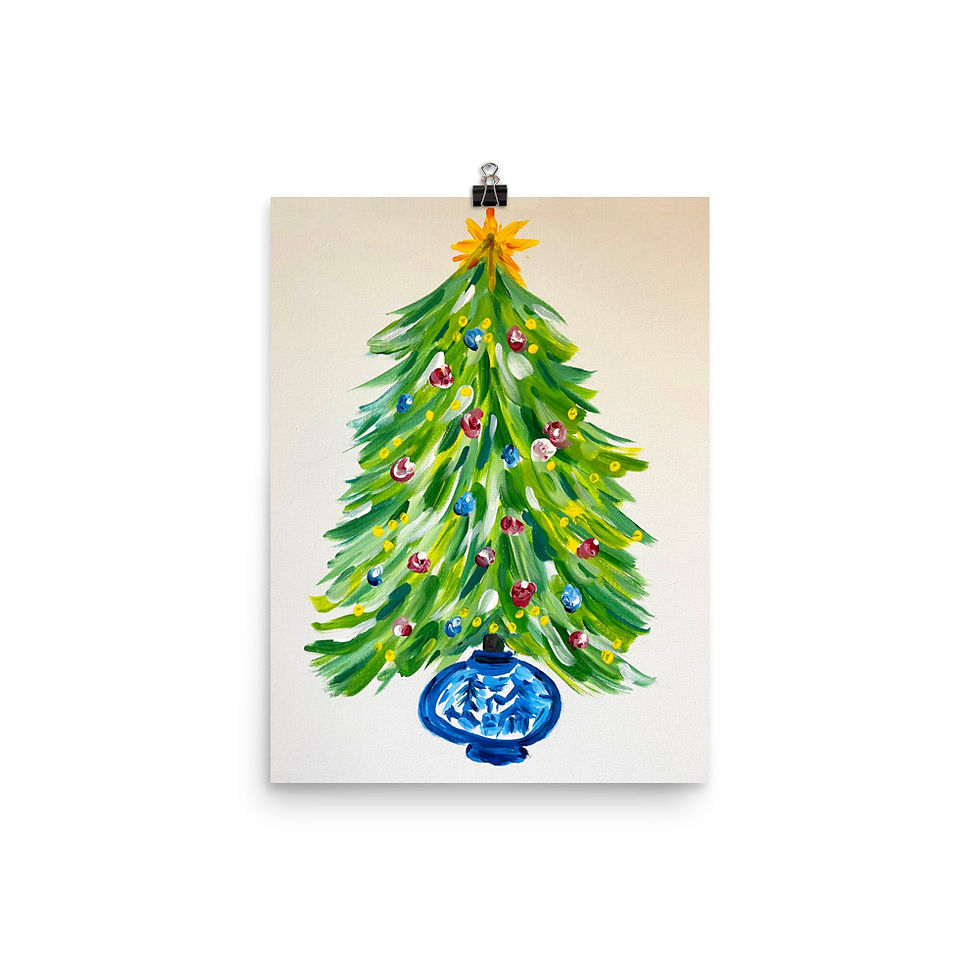 Thumbnail: Christmas Tree in pot unframed print image medium size