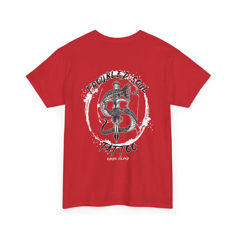 TS Snake & Dagger T-shirt back view shown in red