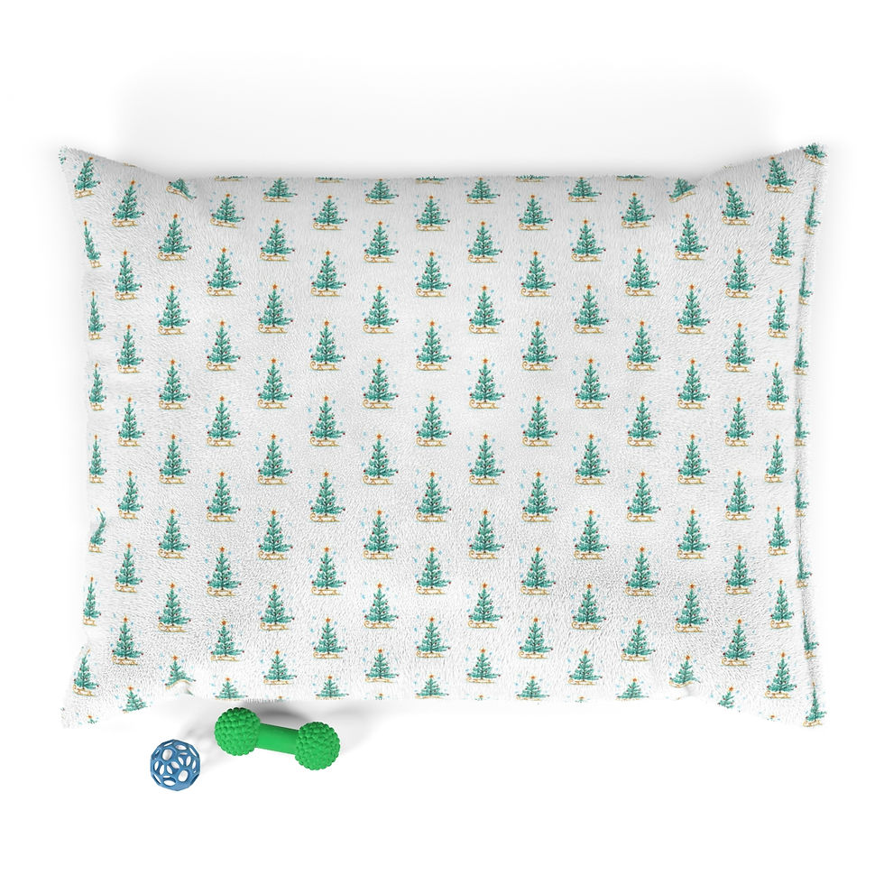 Thumbnail: medium christmas tree on sled patterned pet bed
