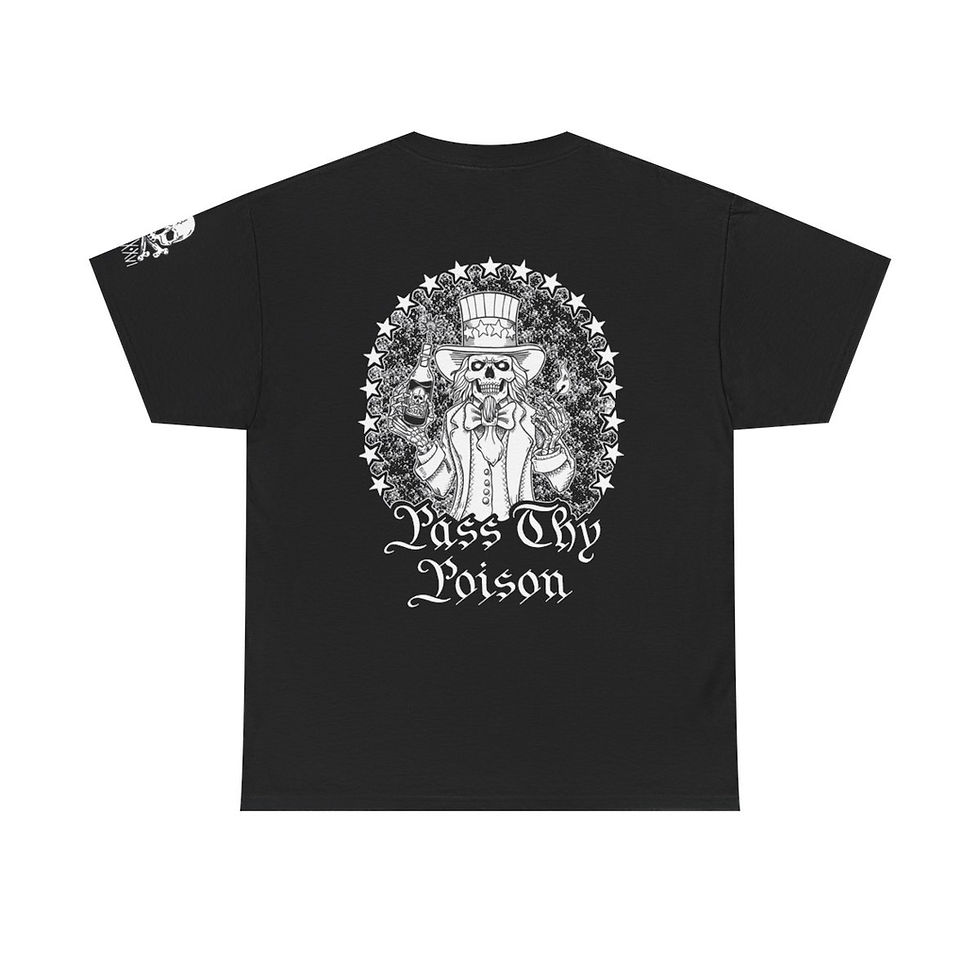 Thumbnail: Pass Thy Poison Uncle Sam 4th of July T-shirt back view in black