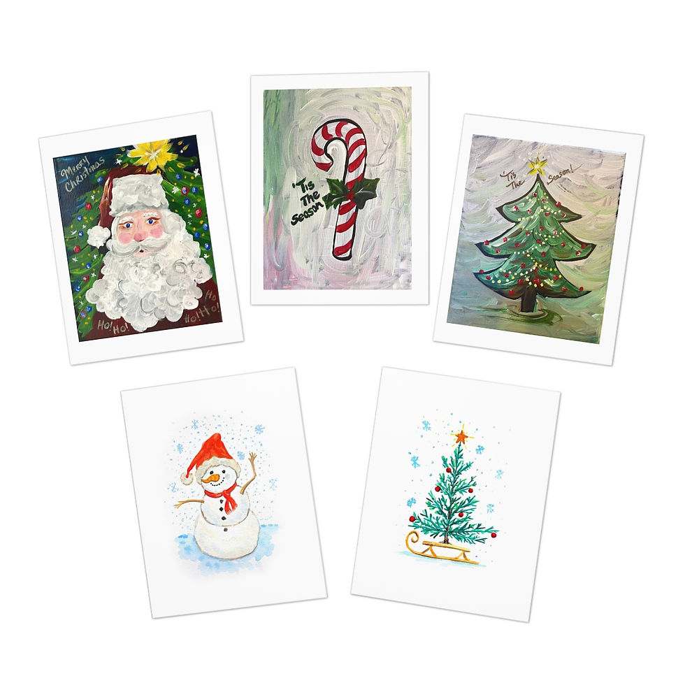 Santa & Candy Cane Holiday Christmas Cards front views of all of the cards