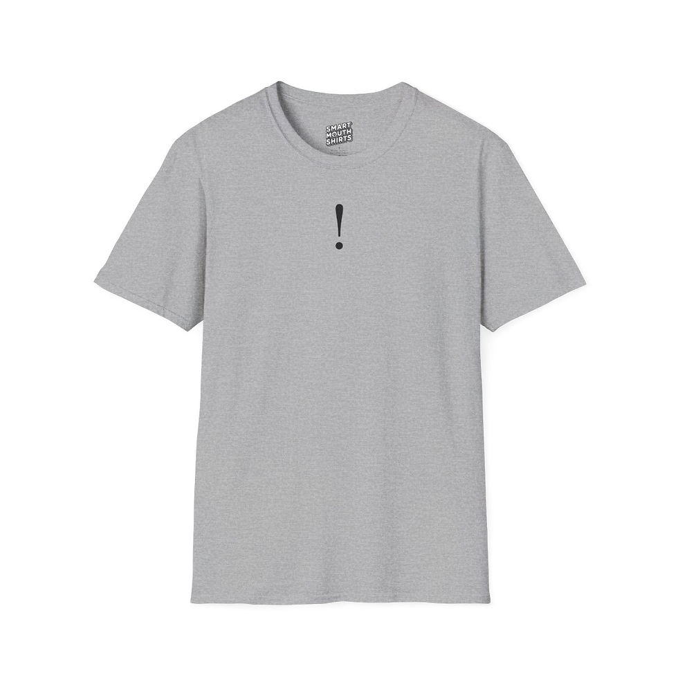 Exclamation Point (!) T-Shirt front view shown in gray
