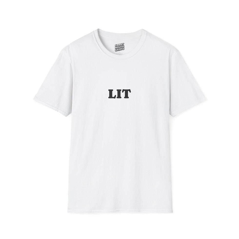Lit T-Shirt front view shown in white