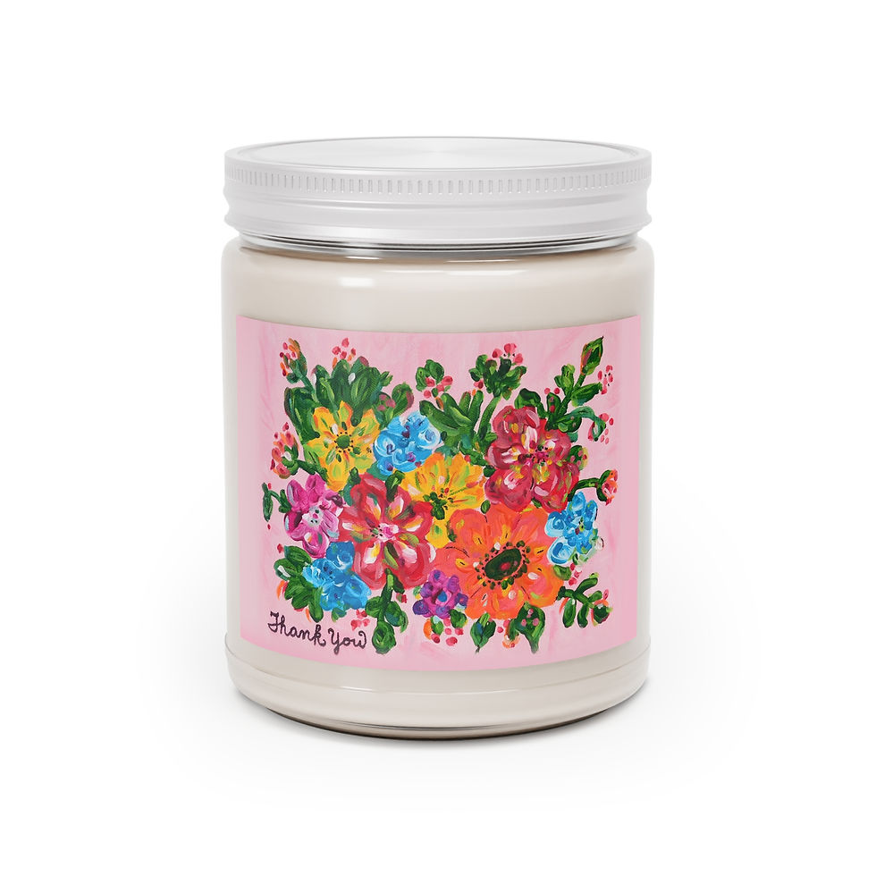 Floral Thank You Candle front view