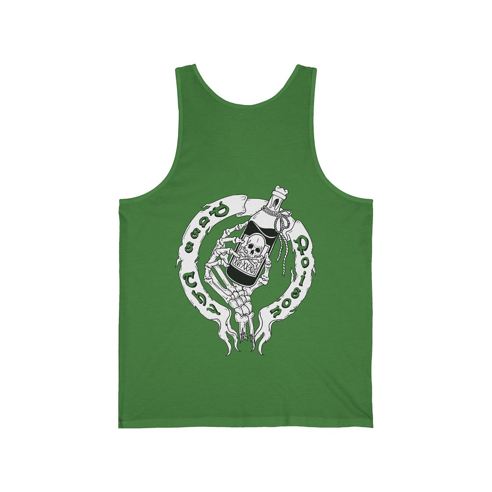 Thumbnail: Pass Thy Poison Original Poison Bottle Tank Top back shown in green