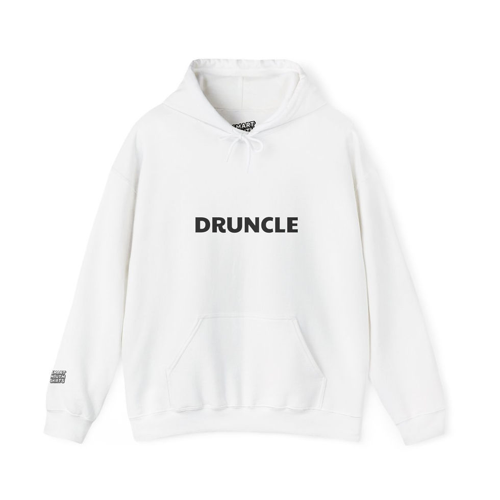 Thumbnail: Druncle Hoodie front view shown in white