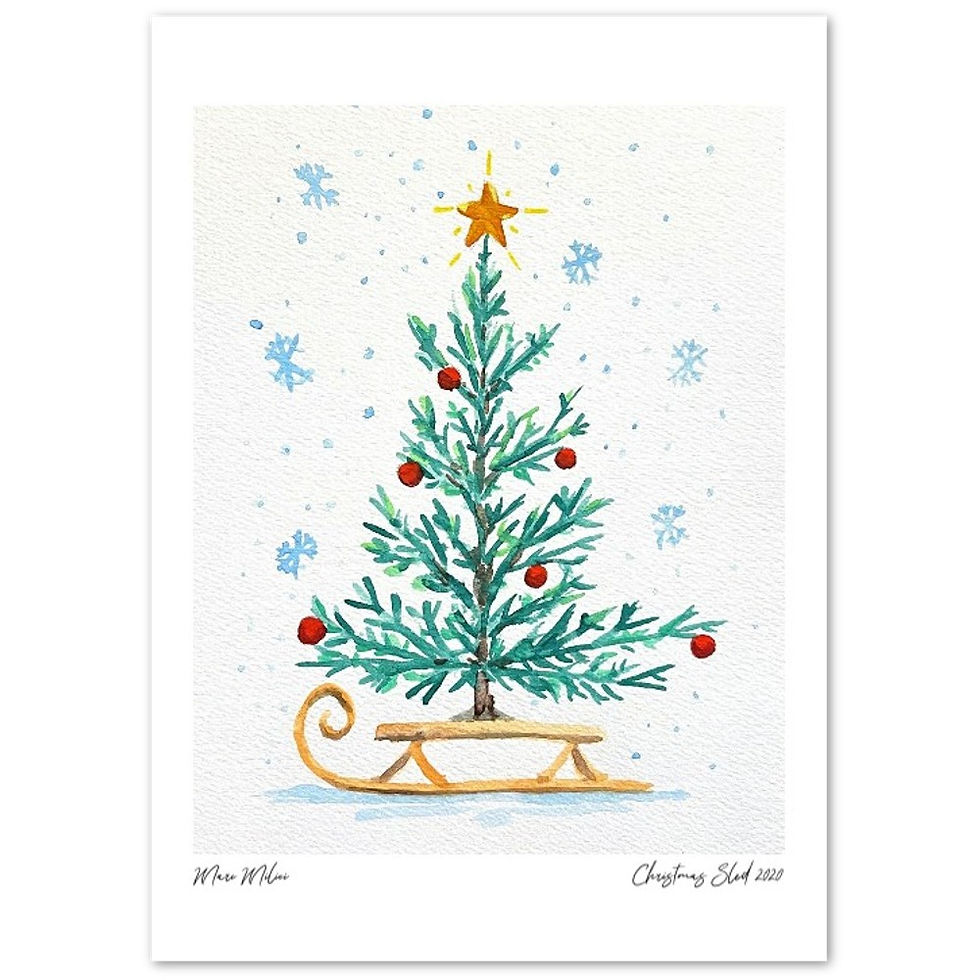 Christmas Sled Holiday Cards front view